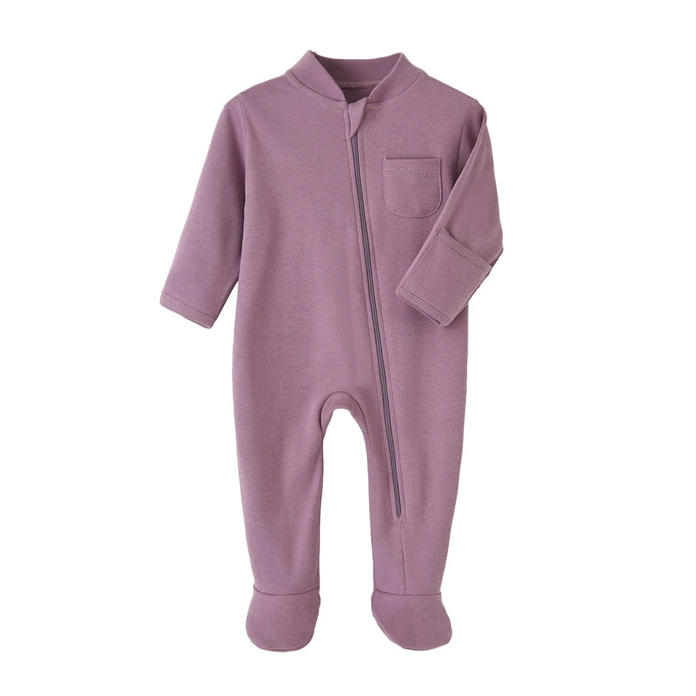 100% Cotton Baby Jumpsuit – Zippered Footed Romper for Newborns & Infants