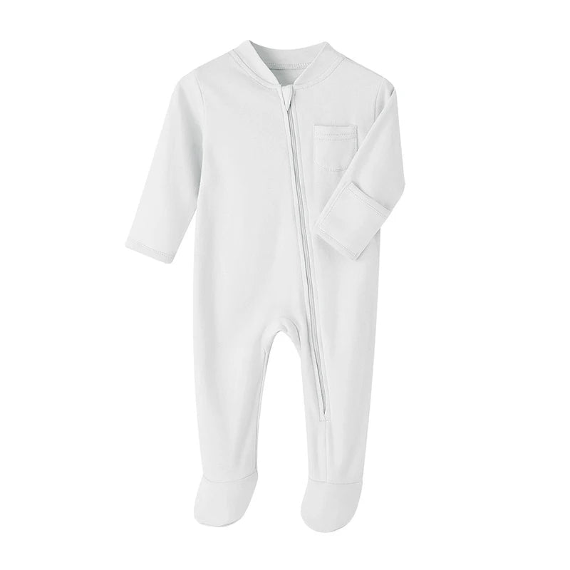 100% Cotton Baby Jumpsuit – Zippered Footed Romper for Newborns & Infants