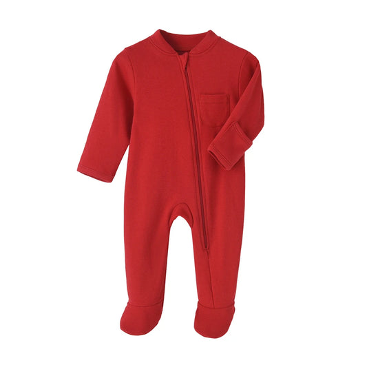100% Cotton Baby Jumpsuit – Zippered Footed Romper for Newborns & Infants