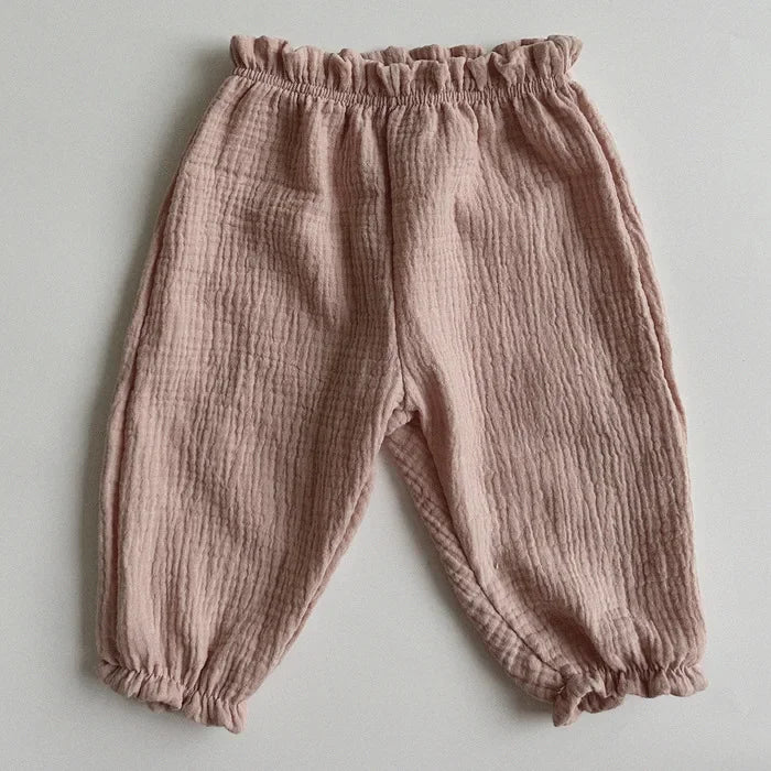 Organic Cotton Baby Pants – Soft Muslin Toddler Trousers, Cute Print (0-3Y)