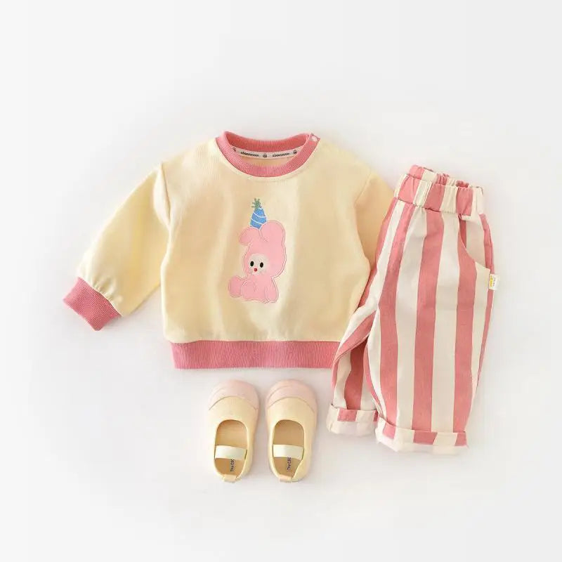 Loose Striped Cotton Baby Pants – Kids’ Casual Trousers with Pockets (Boys & Girls)