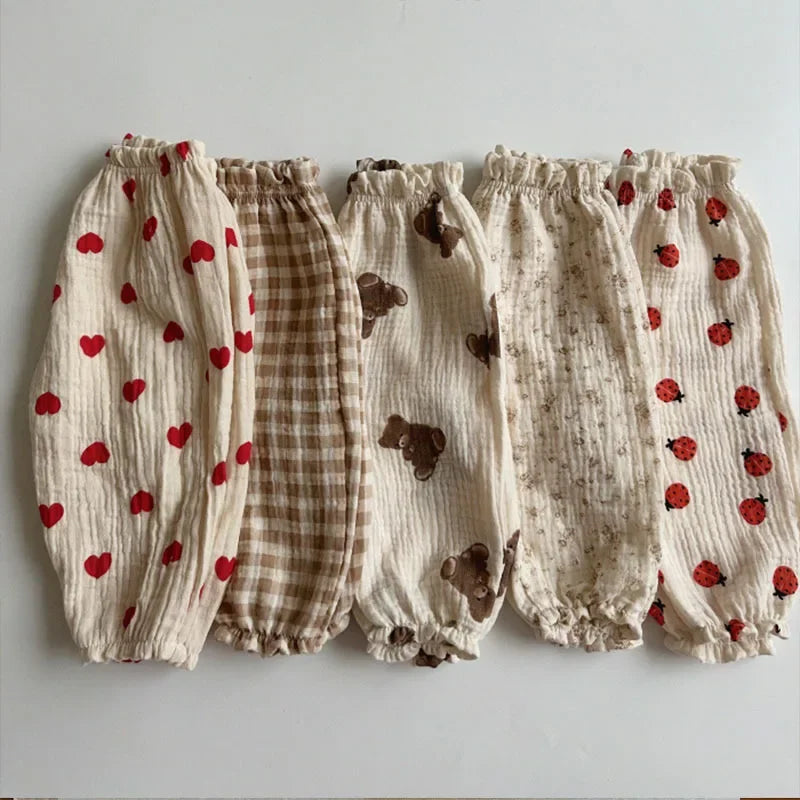 Organic Cotton Baby Pants – Soft Muslin Toddler Trousers, Cute Print (0-3Y)