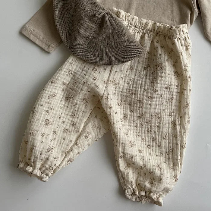 Organic Cotton Baby Pants – Soft Muslin Toddler Trousers, Cute Print (0-3Y)