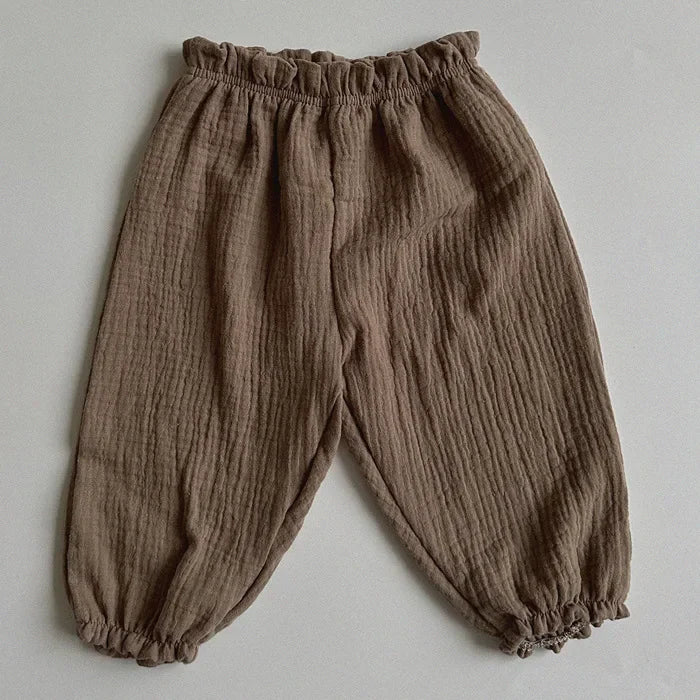 Organic Cotton Baby Pants – Soft Muslin Toddler Trousers, Cute Print (0-3Y)