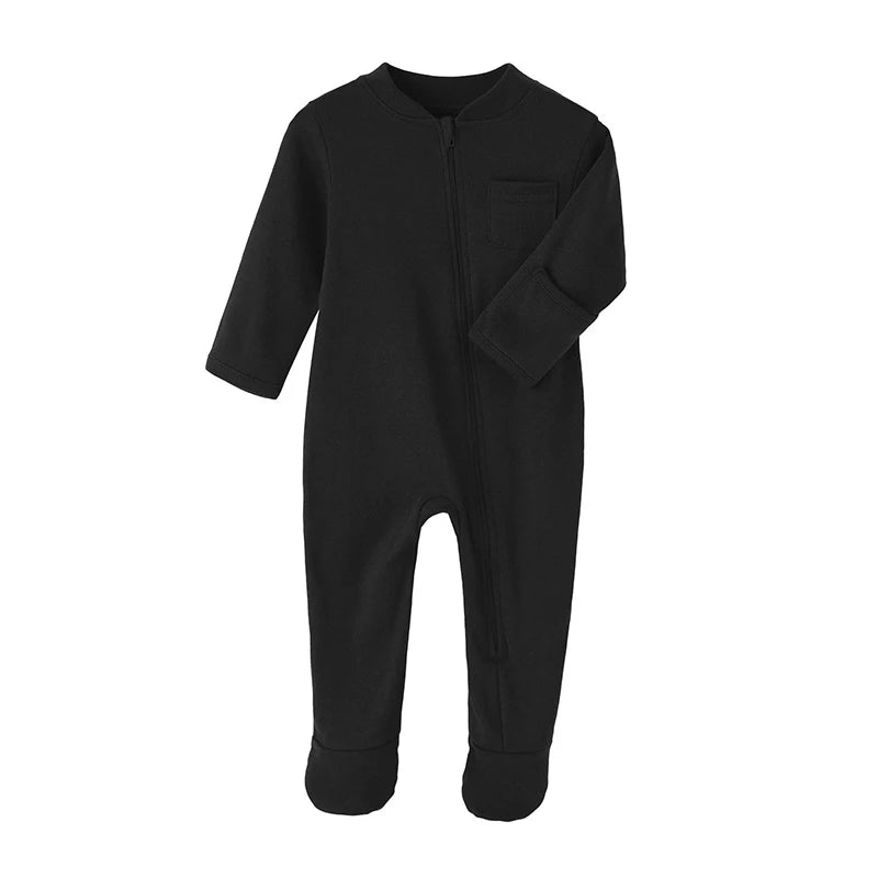 100% Cotton Baby Jumpsuit – Zippered Footed Romper for Newborns & Infants