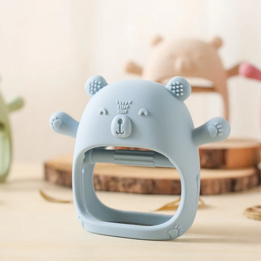 Cartoon Bear Silicone Teething Glove – BPA-Free Baby Molar Stick & Anti-Eating Hand Teether