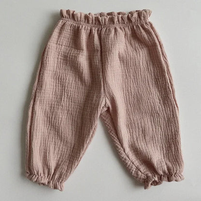 Organic Cotton Baby Pants – Soft Muslin Toddler Trousers, Cute Print (0-3Y)