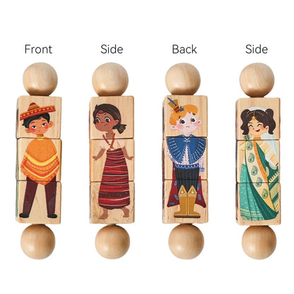 Wooden Montessori Baby Toy – Cartoon Rotating Puzzle Rattle & Handbell