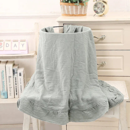 Organic Cotton Muslin Swaddle with Ruffle – Soft Baby Blanket