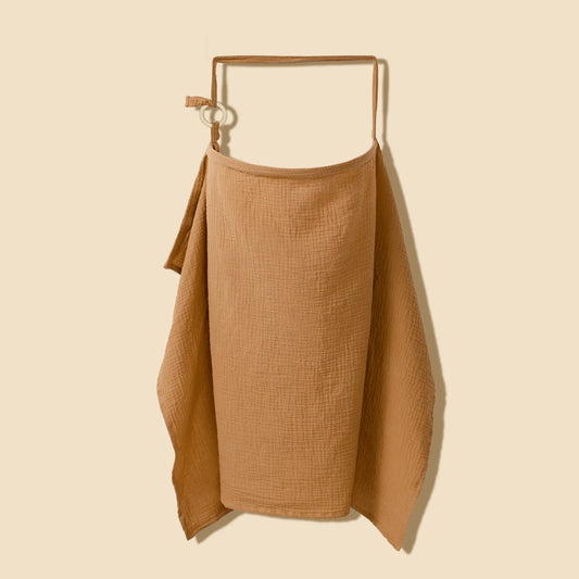 Brown textured skirt on a beige background
