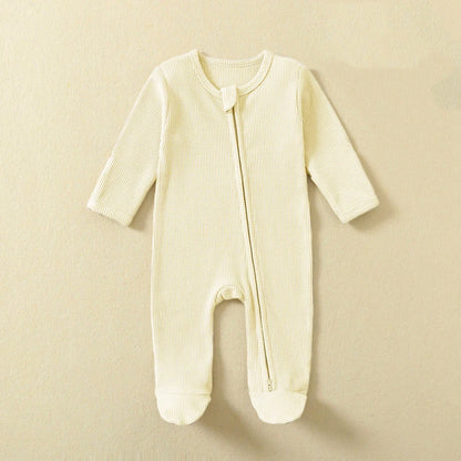 Organic Cotton Waffle Baby Romper – Zipper Footed Jumpsuit Pajamas