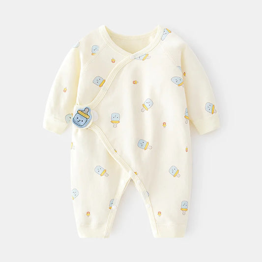 Cotton Print Newborn Romper – Long-Sleeve Jumpsuit