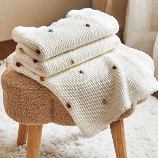 Knitted Cotton Baby Kid Blanket – Soft Swaddle, Crib & Stroller Wrap