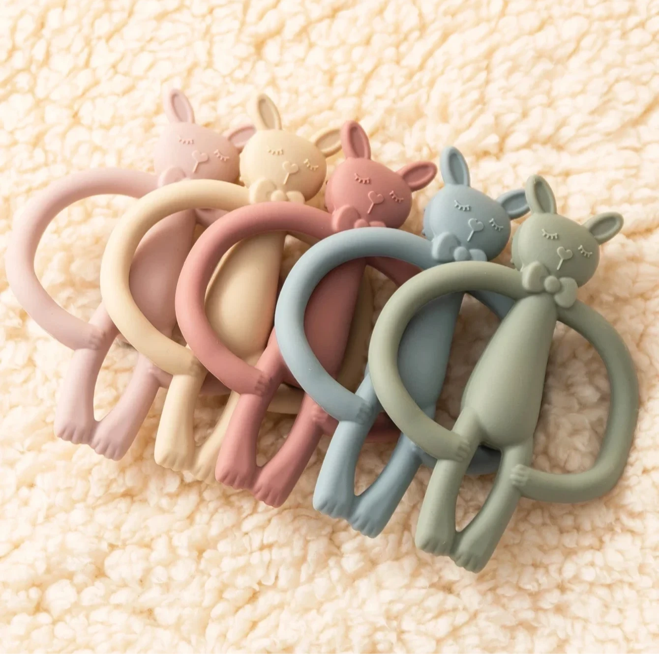 Silicone Baby Teether – Cartoon Rabbit Chewing Toy for Infants & Newborns