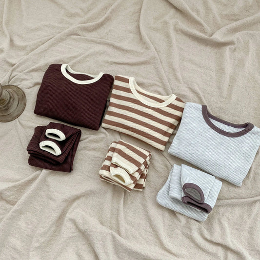 Baby Waffle Knit Two-Piece Set – Long Sleeve Top & Pants Outfit