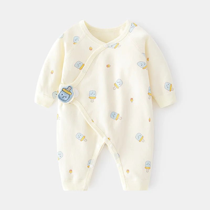 Cotton Print Newborn Romper – Soft, Long - Sleeve & Breathable - Clothing