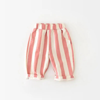 Loose Striped Cotton Baby Pants – Kids’ Casual Trousers with Pockets (Boys & Girls) - Clothing