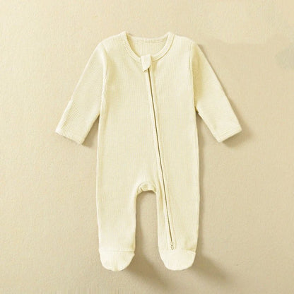 Organic Cotton Waffle Baby Romper – Zipper Footed Jumpsuit Pajamas - Clothing